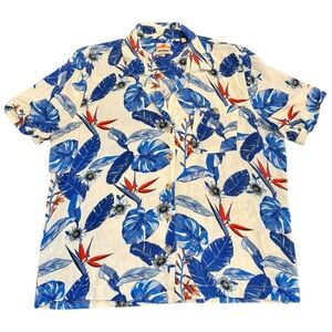 SuperDry Birds of Paradise Hawaiian Shirt Blue Leaf Print 8